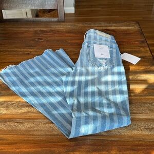 NWT CELLO Size 5 Striped Blue Denim BELL BOTTOM Jeans